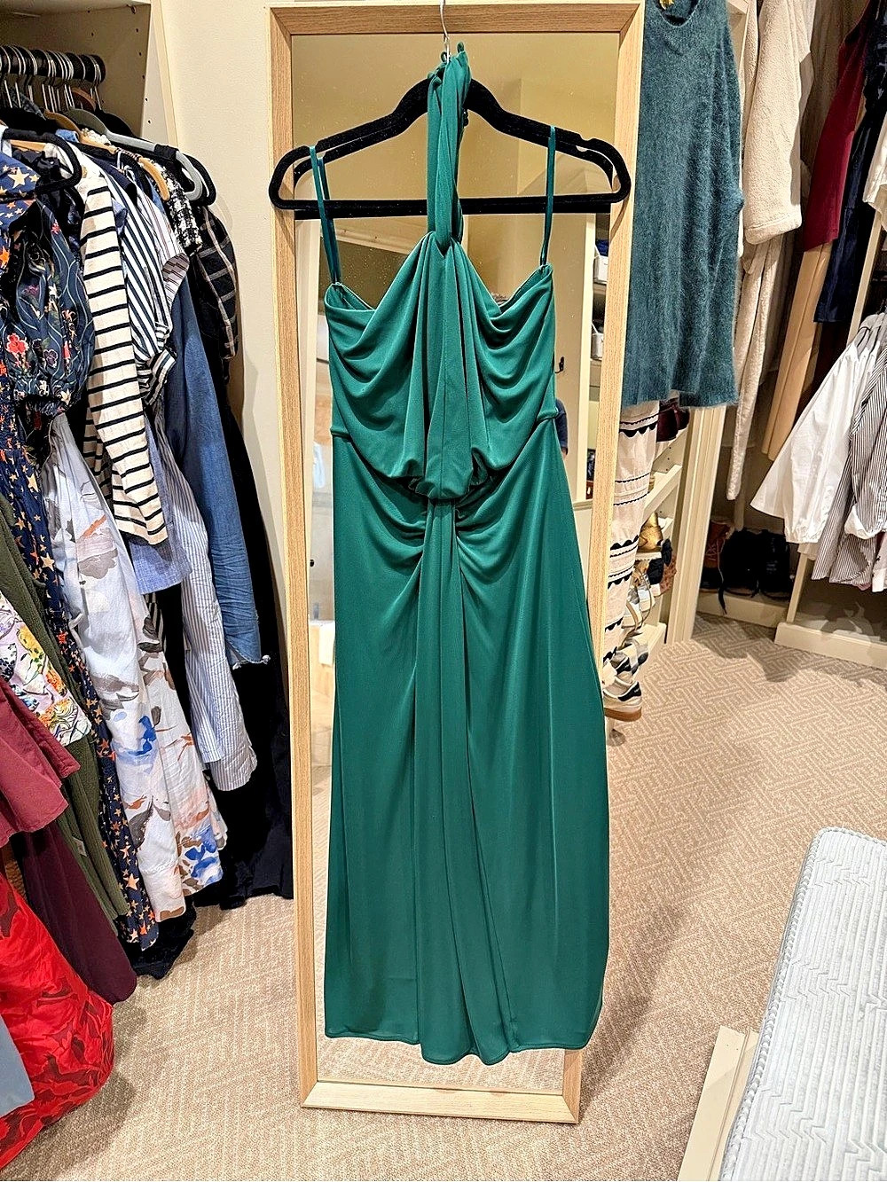 Draped Green Maxi Dress